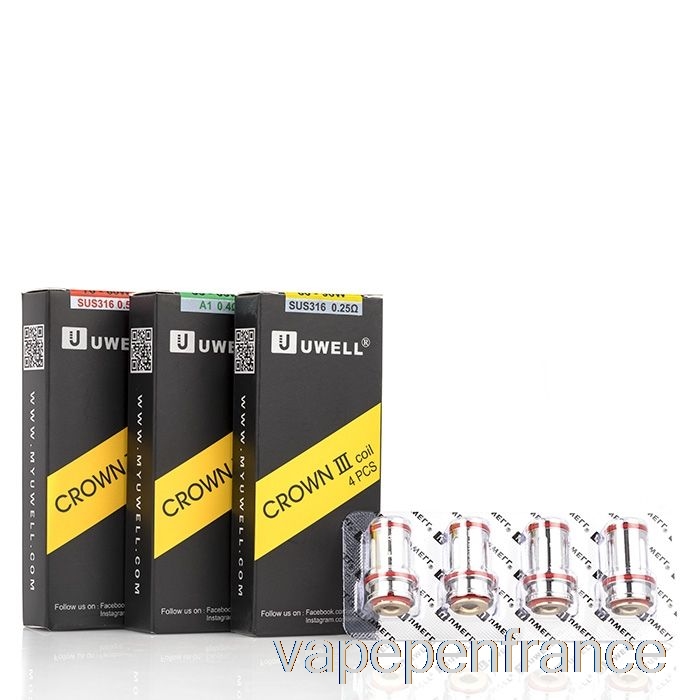 Uwell Couronne 3 Iii Bobines De Remplacement 0,5ohm Sus316 Bobines Parallèles Stylo Vape